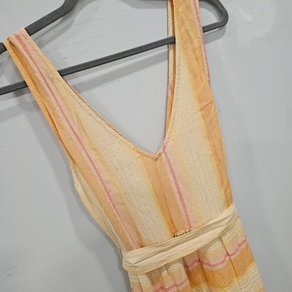 L*Space Clara Plunging Yellow Stripe Sleeveless Double M Slit Maxi Dress‎ Medium - Picture 10 of 11